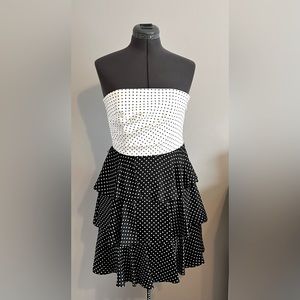 White House Black Market strapless ruffle dress.